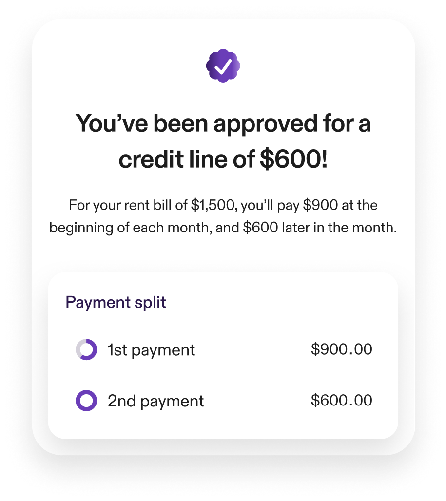 Example of rent split into two payments using Flex